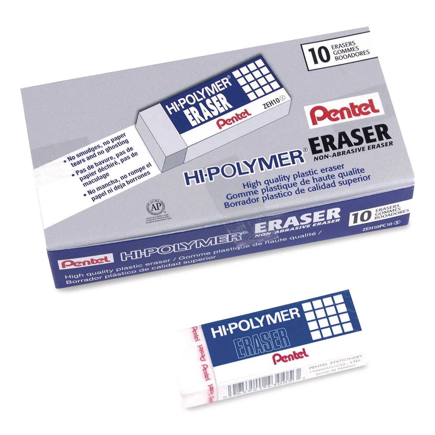 pentel®-hi-polymer-eraser-for-pencil-marks-rectangular-block-white-10-box-penzeh10pc10_1